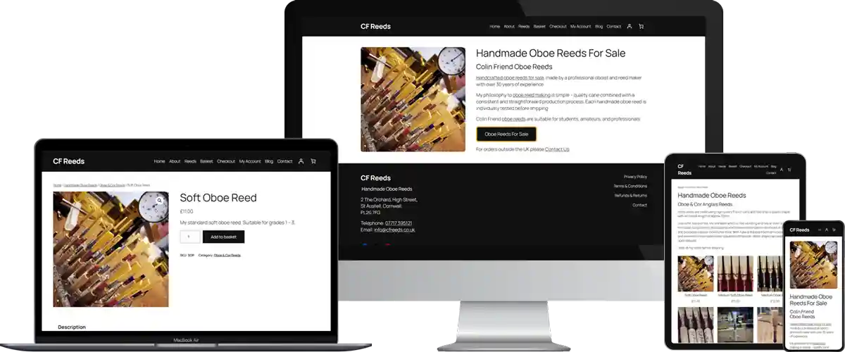 CF Reads Handmade Oboe Reeds Cornwall Responsive Website Designs